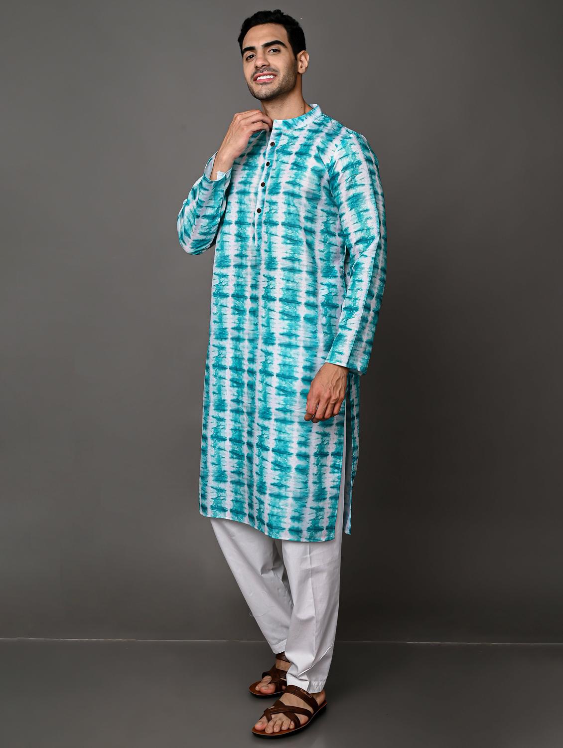men's tie & dyed kurta pyjama set - 20943062 -  Standard Image - 1