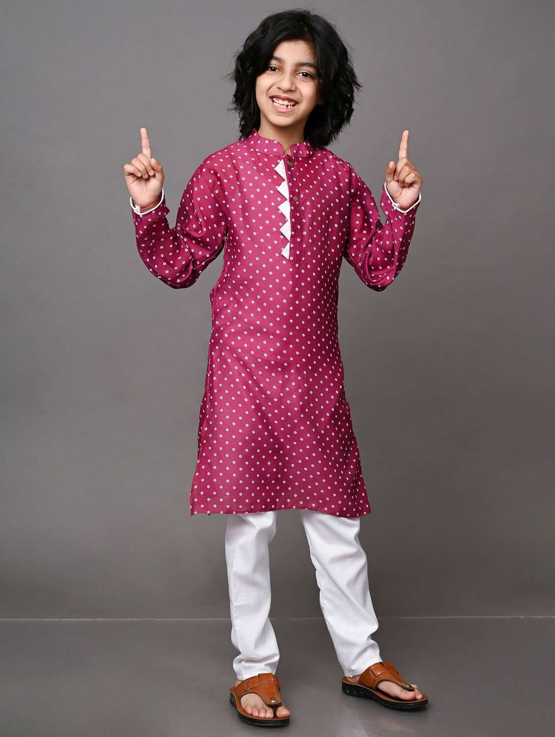 boys printed cotton kurta pyjama set