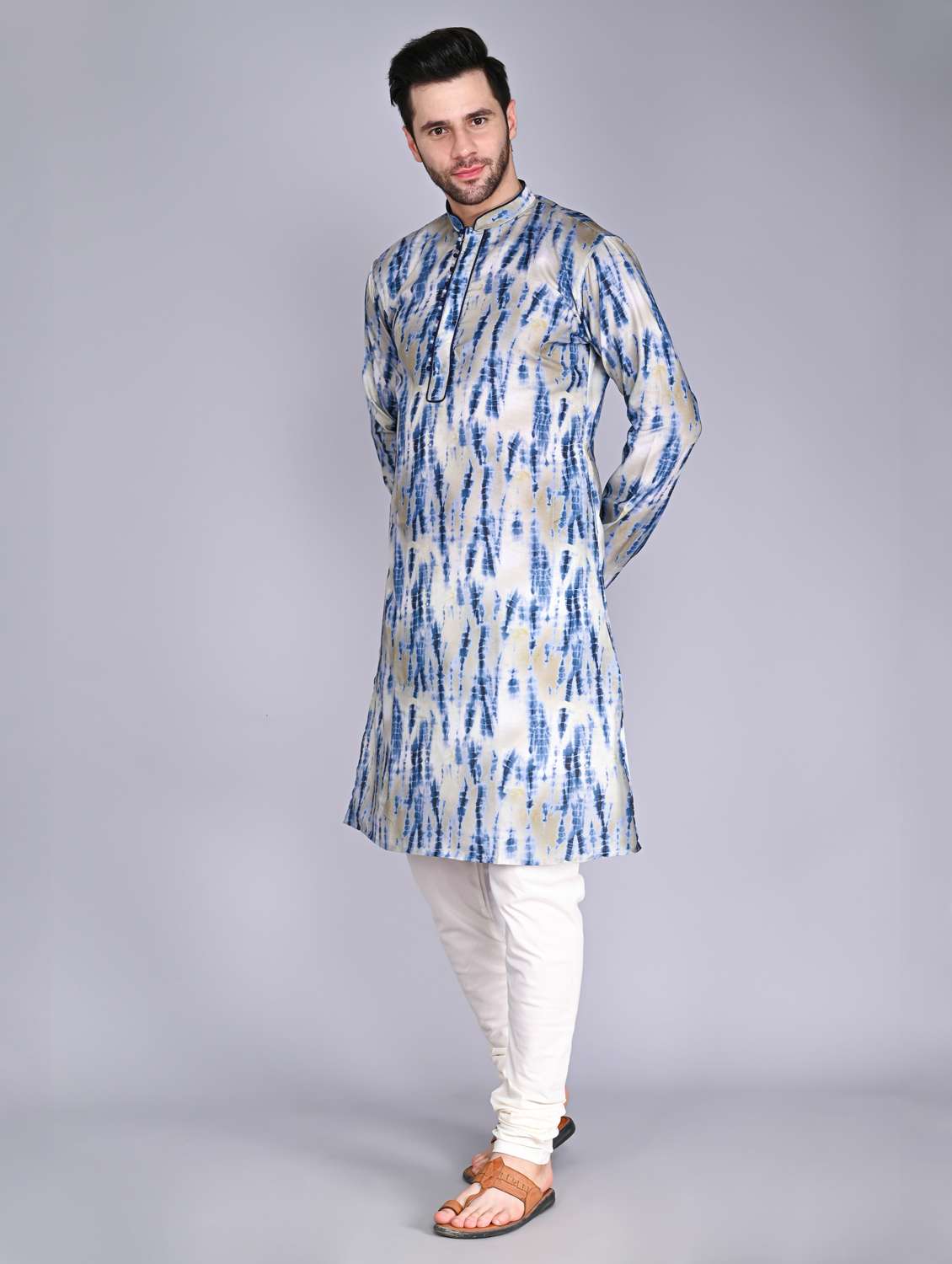 men mandarin neck long sleeve kurta - 20943633 -  Standard Image - 1