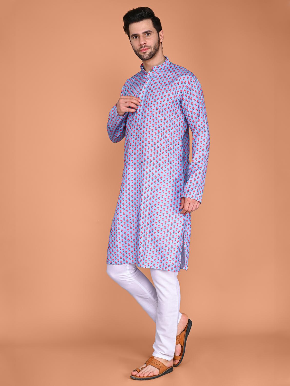 men mandarin neck long sleeve kurta - 20943640 - Standard Image - 1