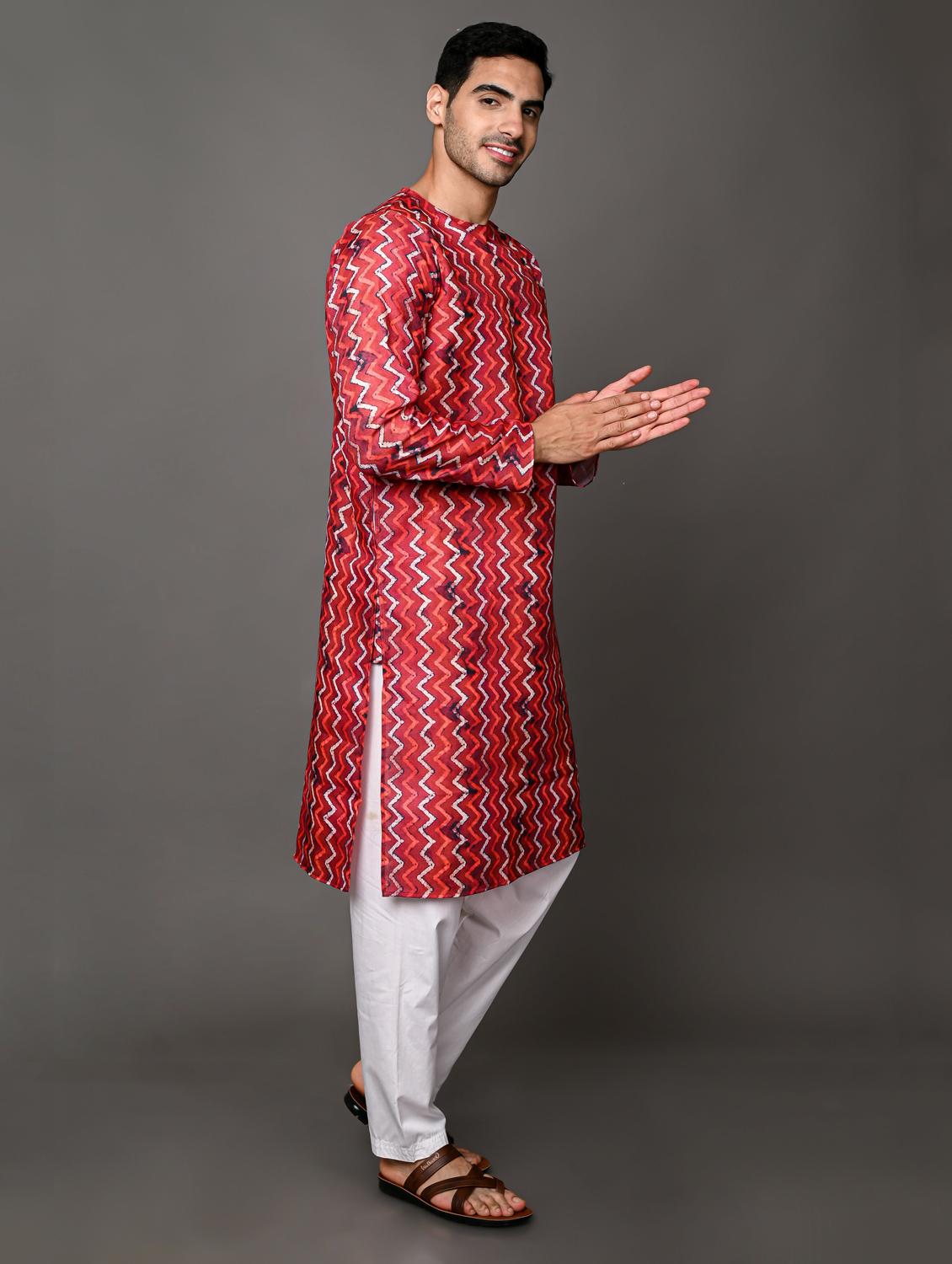 men mandarin neck long sleeve kurta - 20943644 - Standard Image - 1