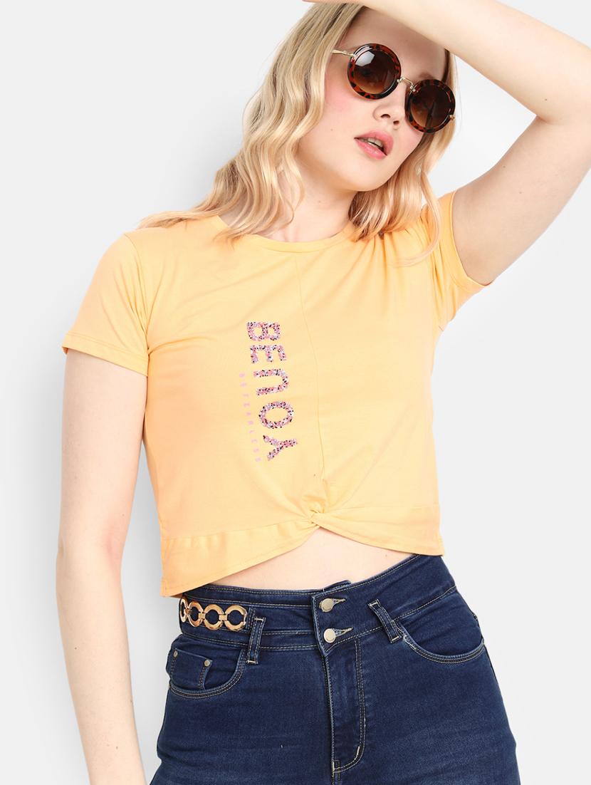 orange cotton typography t-shirt - 20944620 - Standard Image - 1