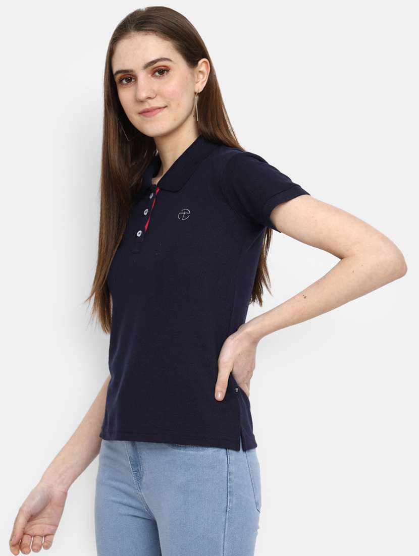 women solid polo t-shirt - 20944627 -  Standard Image - 1