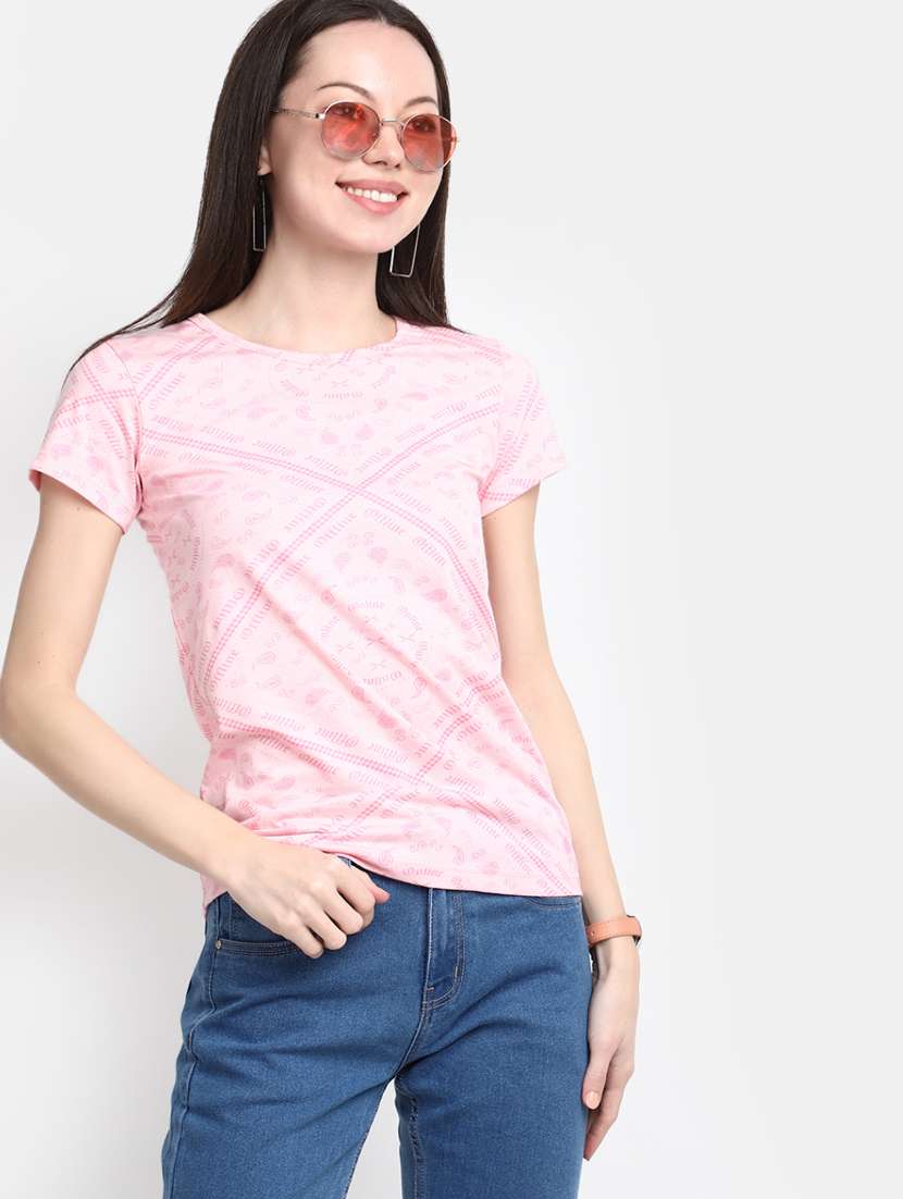 pink cotton printed t-shirt - 20944669 -  Standard Image - 1