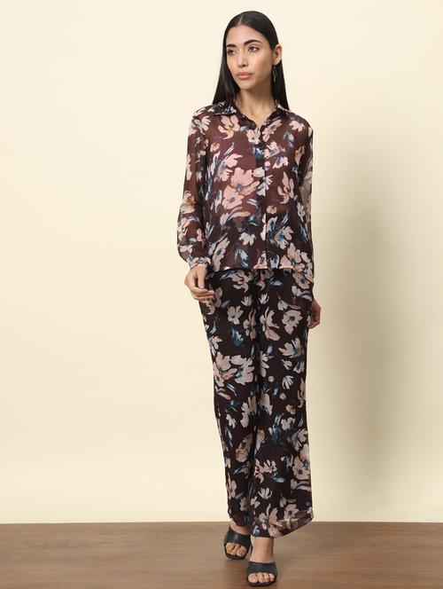 women floral printed shirt and trouser co-ord set - 20944695 -  Standard Image - 0