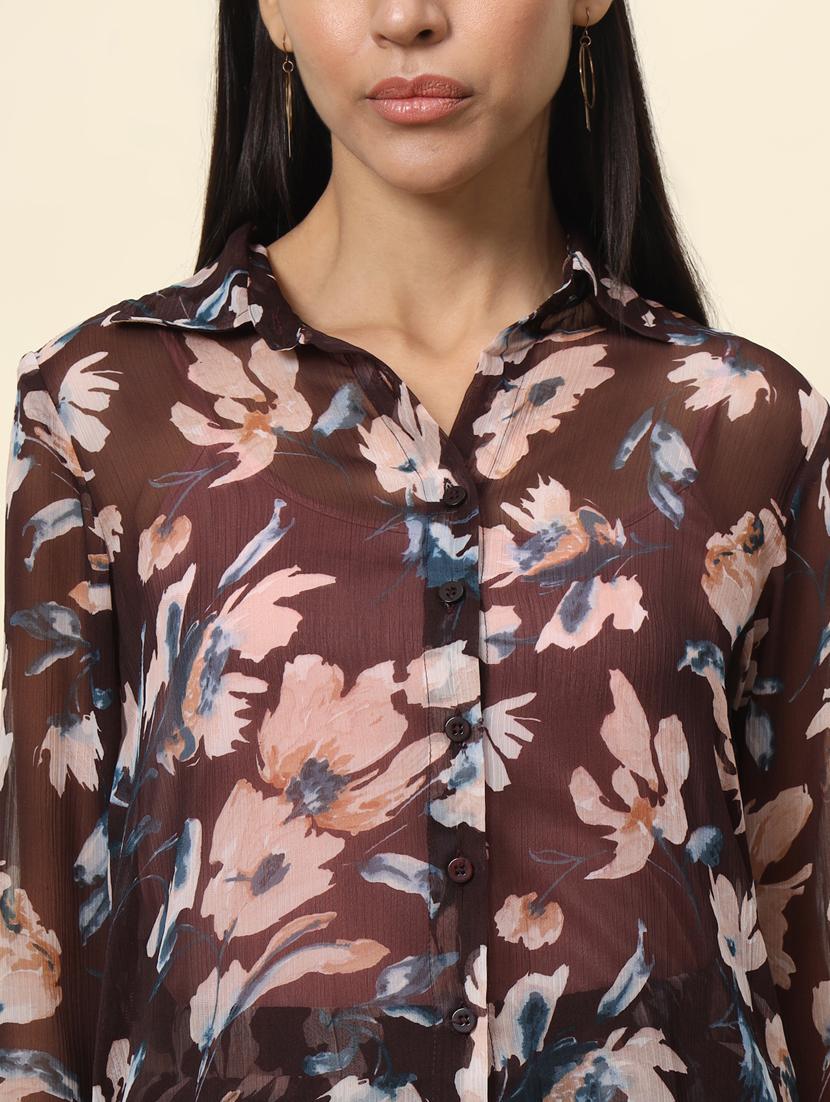 women floral printed shirt and trouser co-ord set - 20944695 - Standard Image - 4