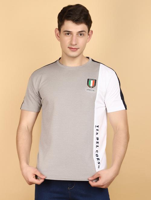 men round neck color block t-shirt - 20944891 -  Standard Image - 0