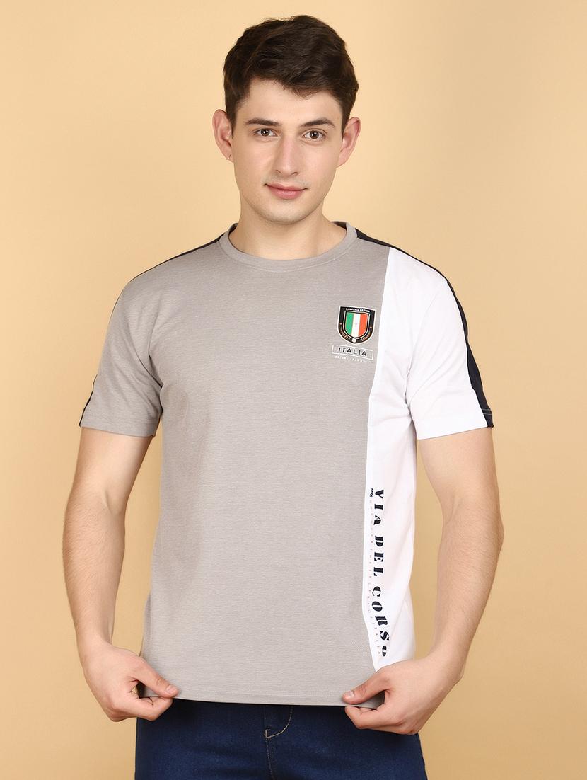 men round neck color block t-shirt - 20944891 -  Zoom Image - 0