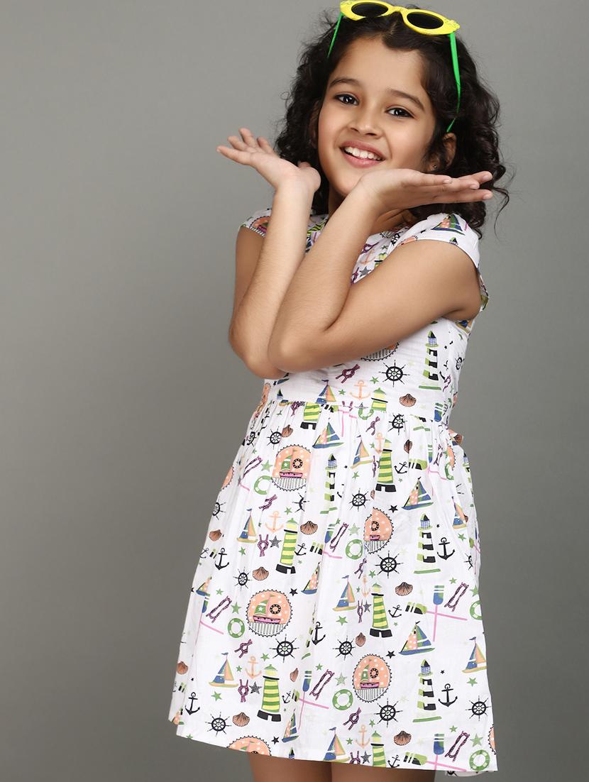 girls white printed frock - 20944897 - Standard Image - 4