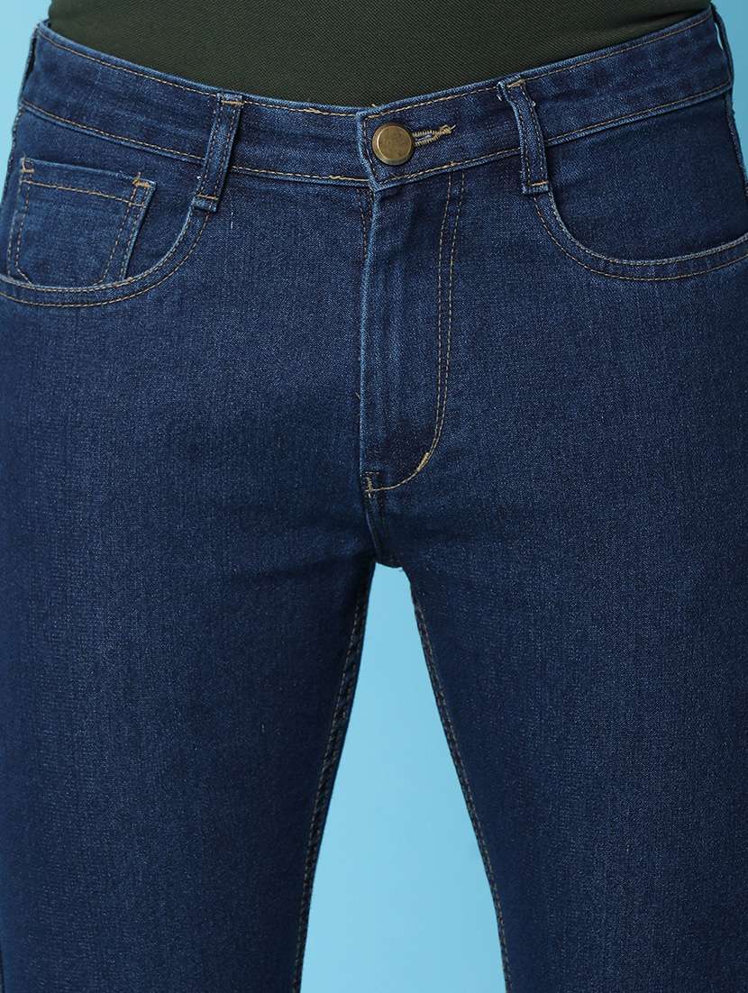 men solid navy blue slim fit jeans - 20944989 -  Standard Image - 4