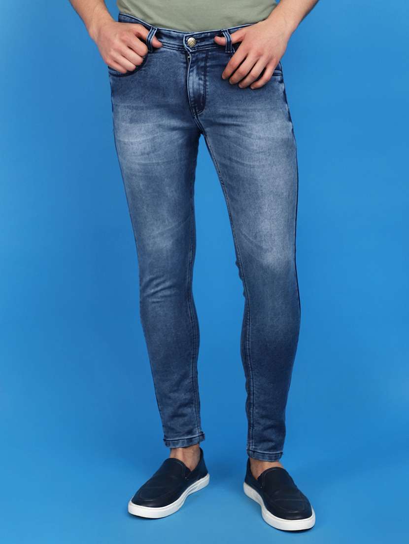men mid rise washed denim jeans