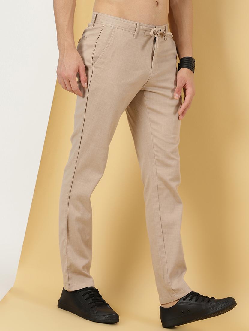 khaki cotton blend chinos casual trousers - 20945169 -  Standard Image - 1