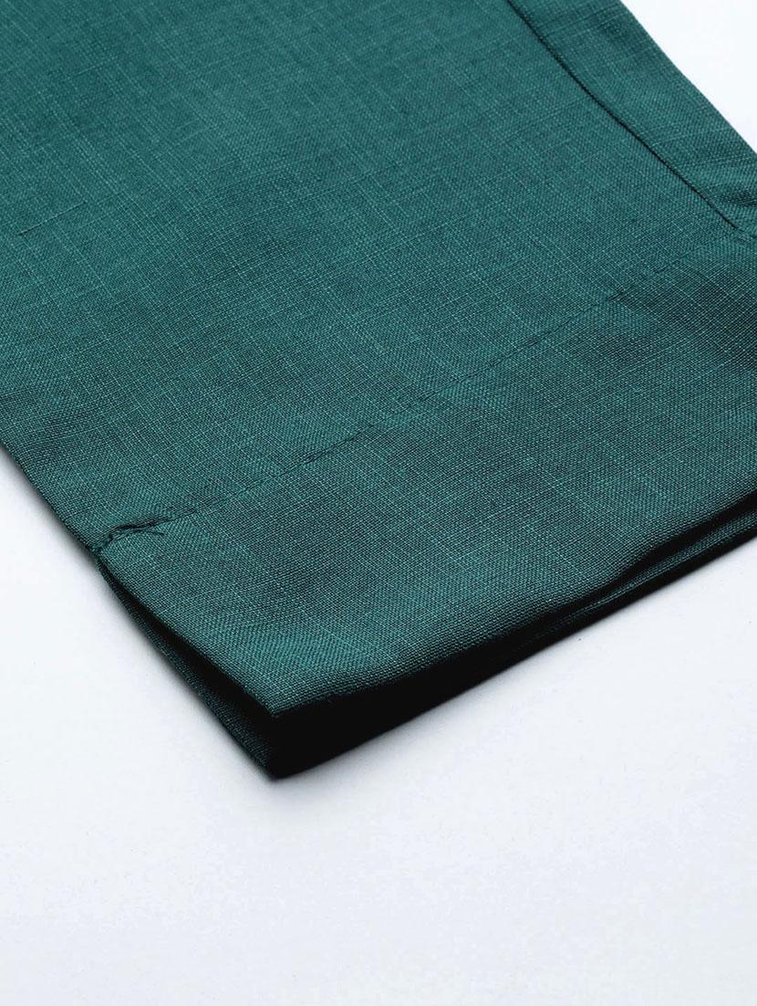 women green cotton blend top pants set formal suit - 20945225 - Standard Image - 6