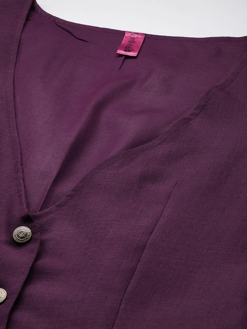 women purple cotton blend top pants set - 20945226 - Standard Image - 4