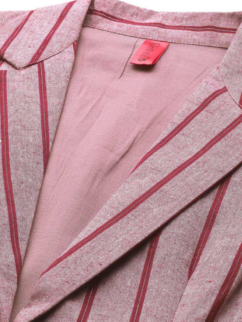 women lapel neck stripes formal suit set - 20945229 - Standard Image - 4