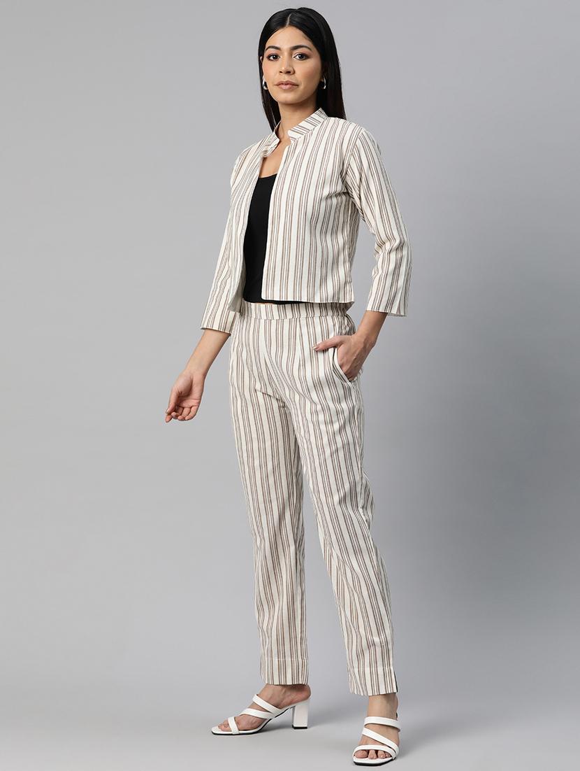 women white stripes formal suit set - 20945238 - Standard Image - 1