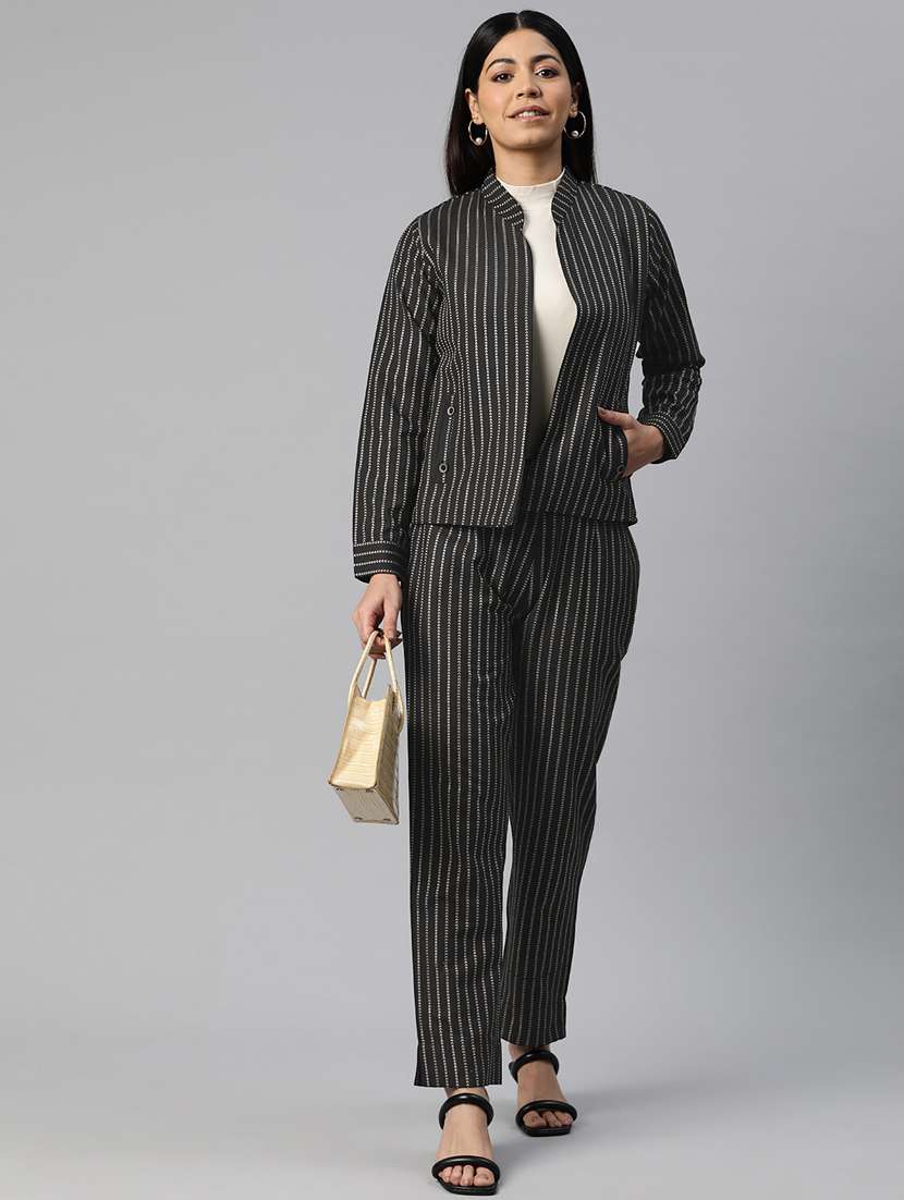 women black stripes formal suit set