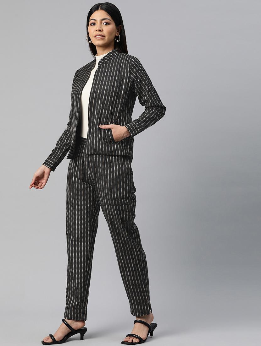women black stripes formal suit set - 20945239 - Standard Image - 1
