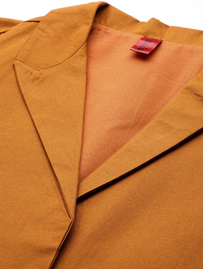 women mustard solid formal suit set - 20945244 - Standard Image - 4