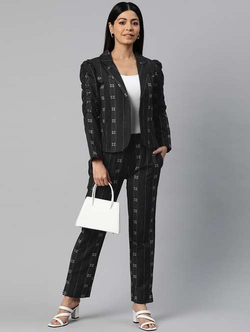 women black stripes formal suit set