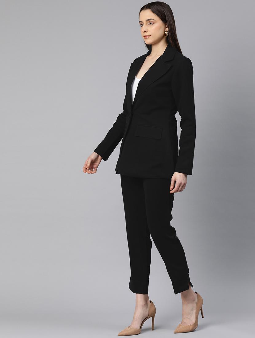 women black solid formal suit set - 20945250 - Standard Image - 1
