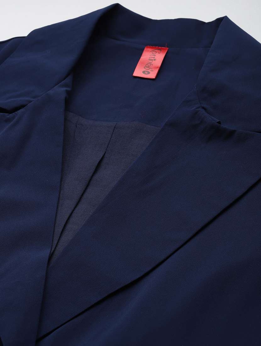 women navy blue solid formal suit set - 20945253 -  Standard Image - 4