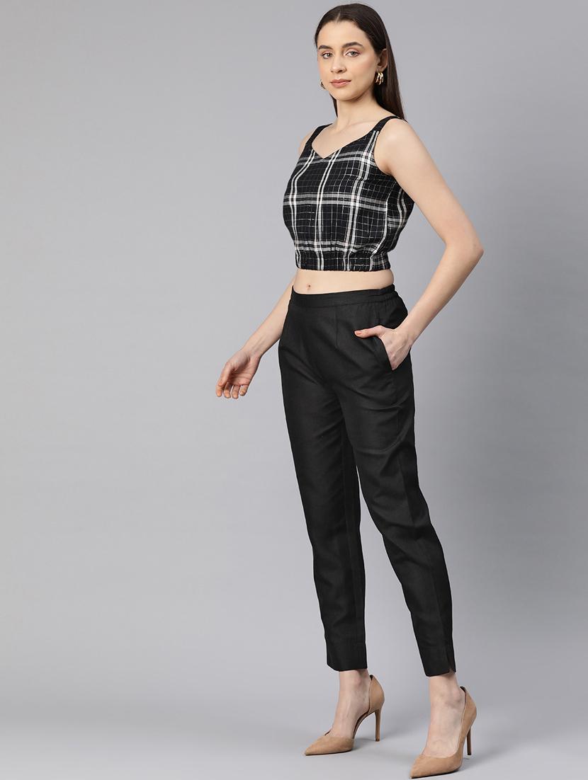 women black solid formal suit set - 20945255 - Standard Image - 1