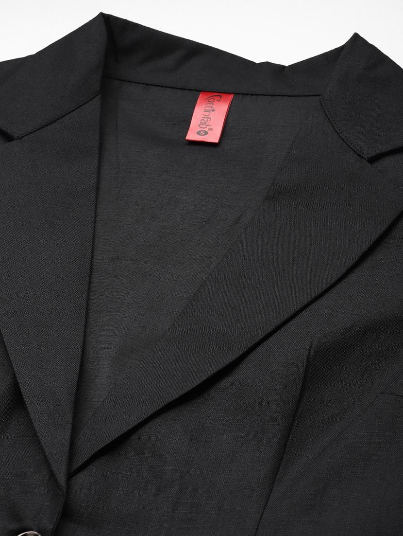 women black solid formal suit set - 20945255 - Standard Image - 4