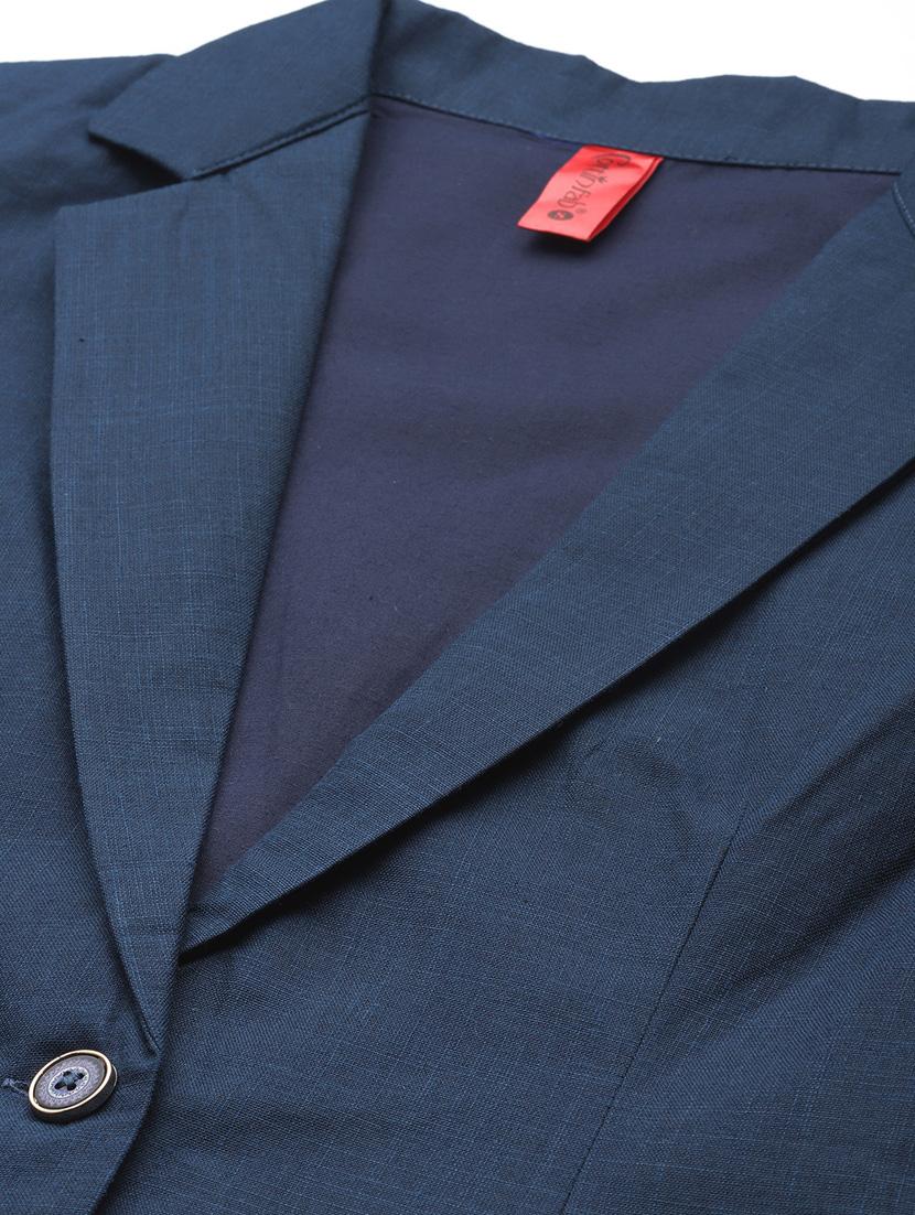women navy blue solid formal suit set - 20945256 - Standard Image - 4