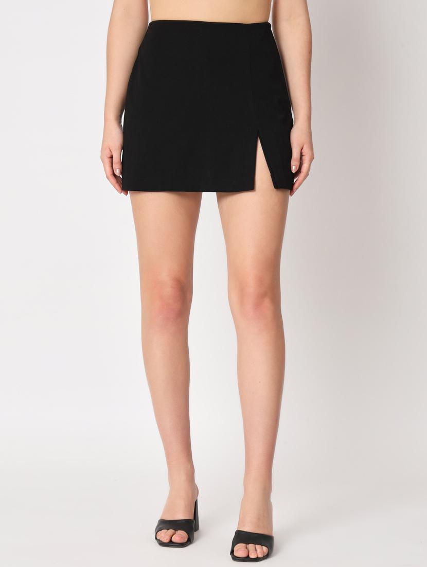 women black solid skorts - 20945409 -  Zoom Image - 0