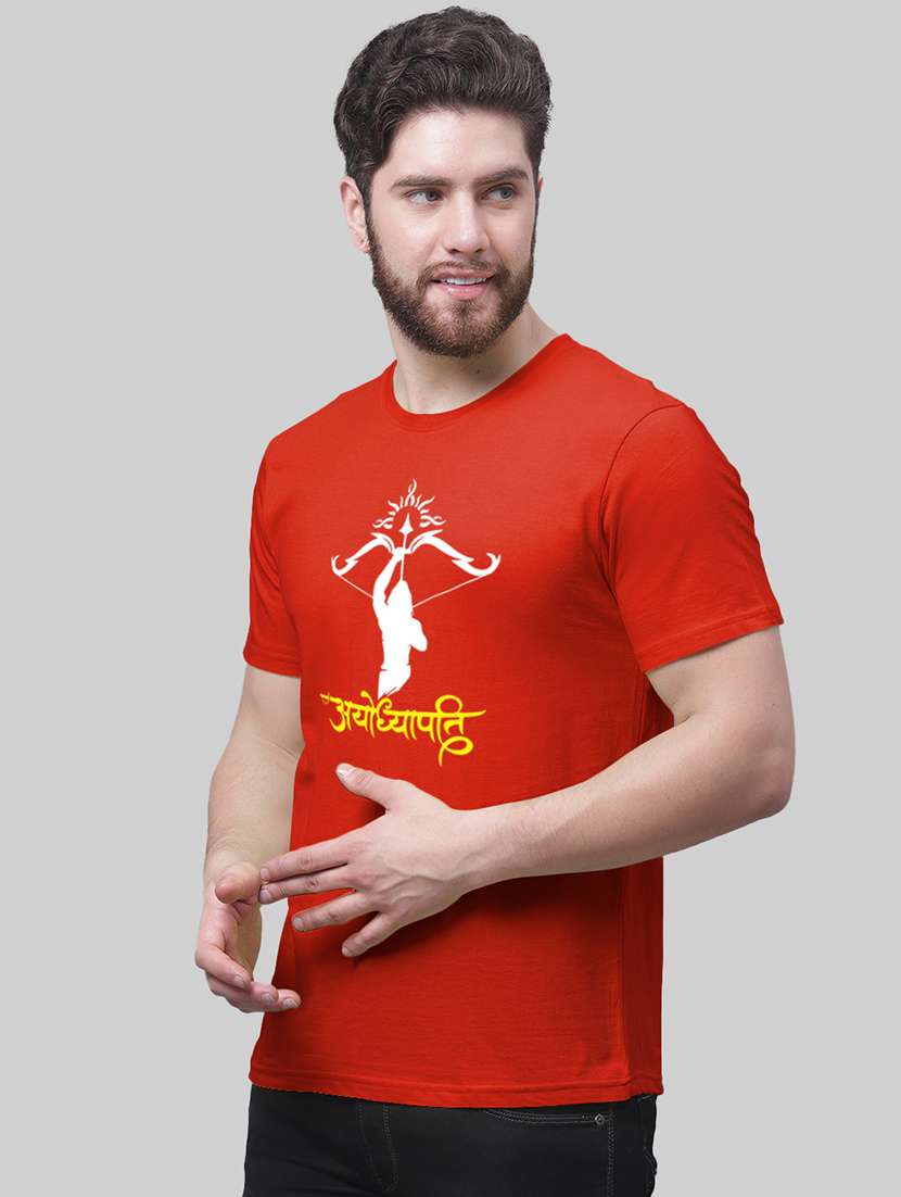 men chest print round neck t-shirt - 20945411 - Standard Image - 1