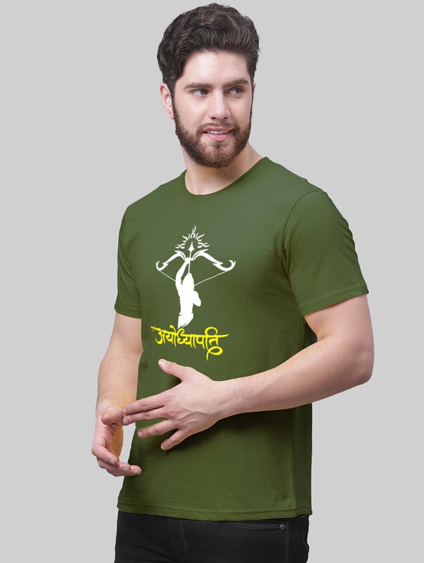 olive cotton chest print tshirt - 20945420 - Standard Image - 1