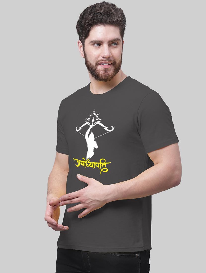 grey cotton front print t-shirt - 20945422 -  Standard Image - 1