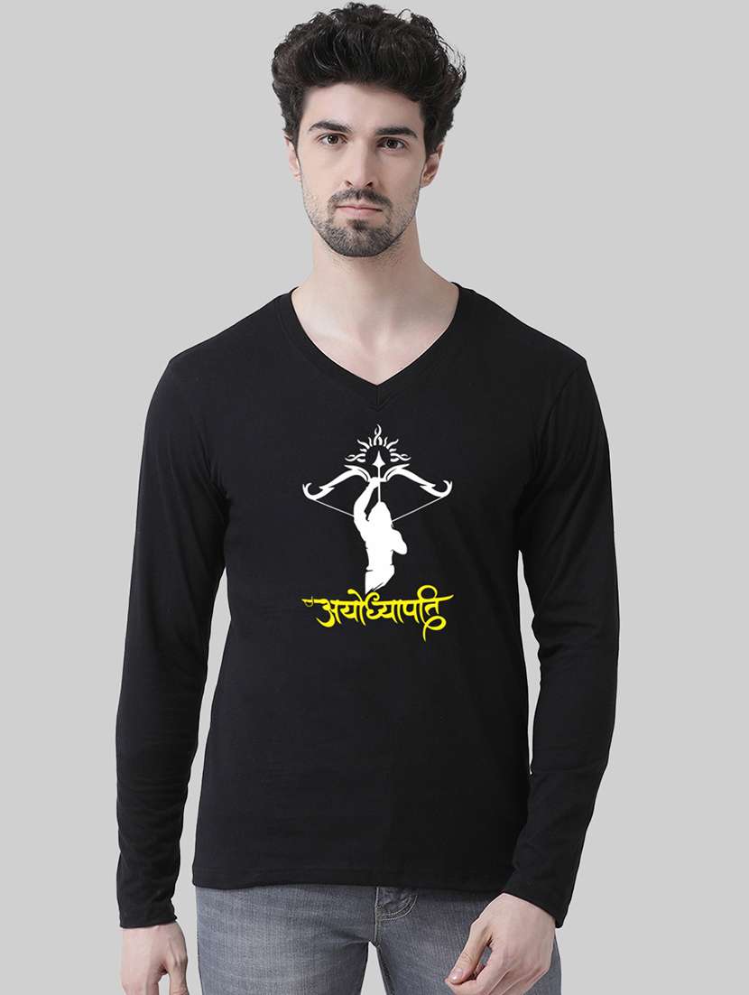 black cotton chest print tshirt - 20945425 -  Zoom Image - 0