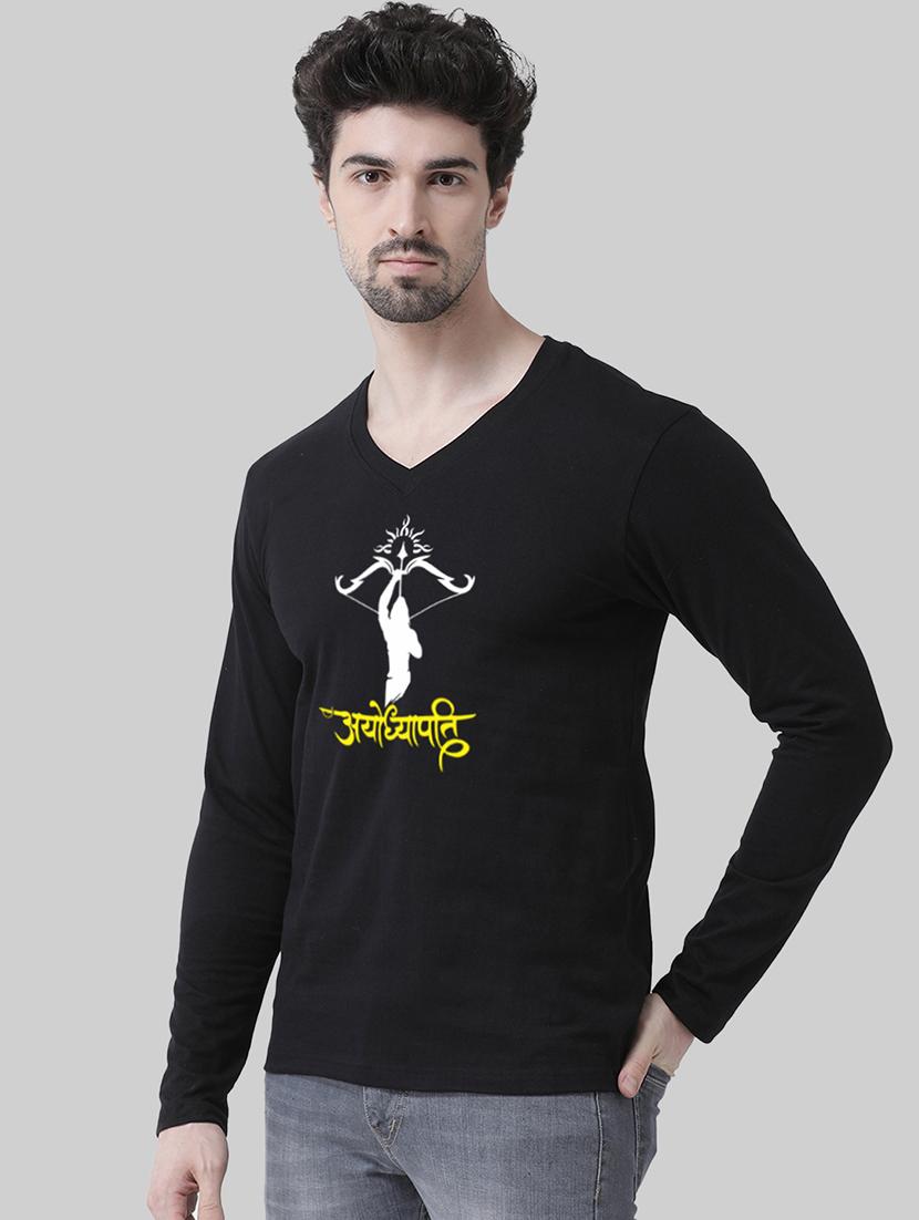 black cotton chest print tshirt - 20945425 - Standard Image - 1