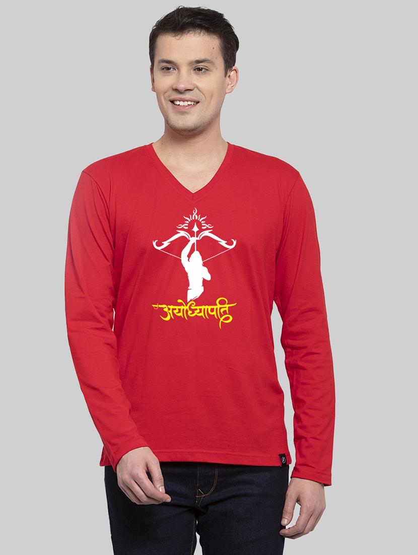 red cotton chest print tshirt - 20945428 - Zoom Image - 0