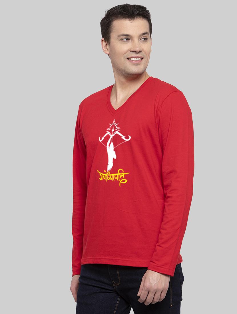 red cotton chest print tshirt - 20945428 -  Standard Image - 1