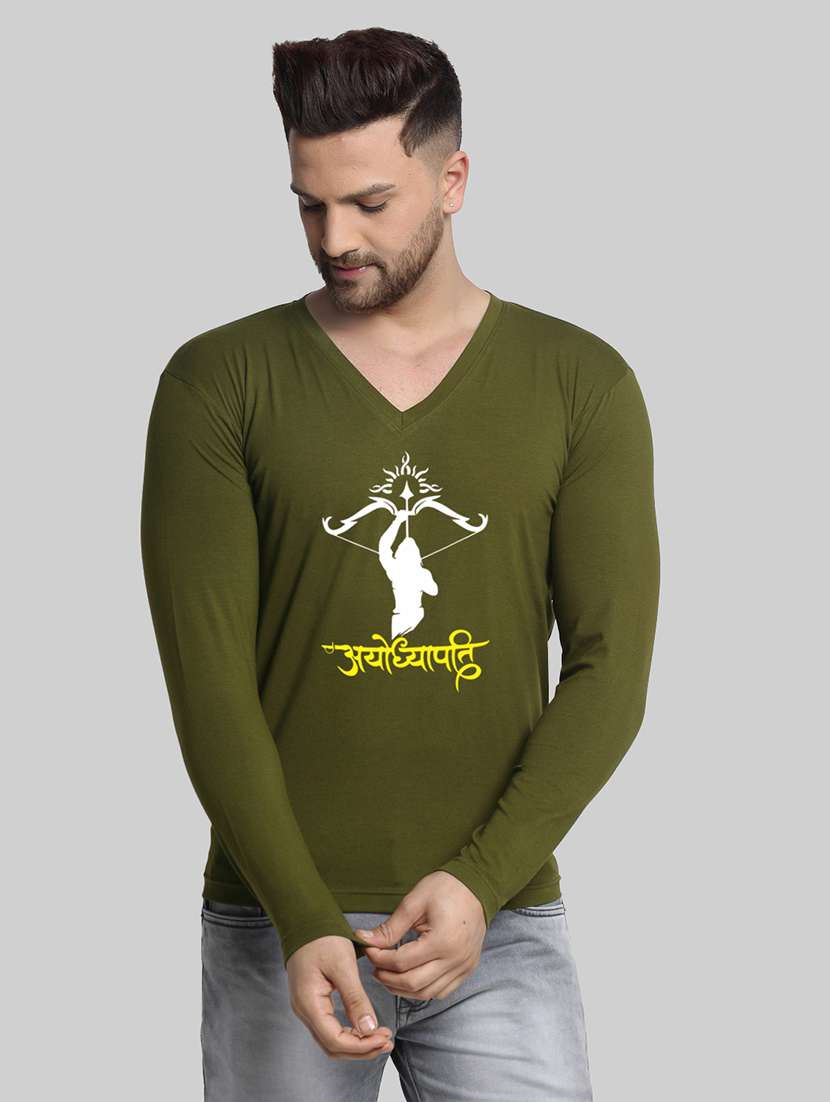 men front print long sleeve t-shirt