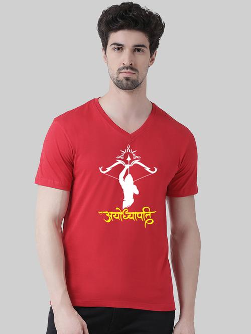 men chest print v-neck t-shirt - 20945435 - Standard Image - 0