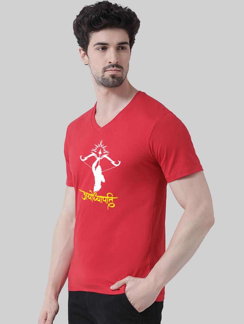 men chest print v-neck t-shirt - 20945435 - Standard Image - 1
