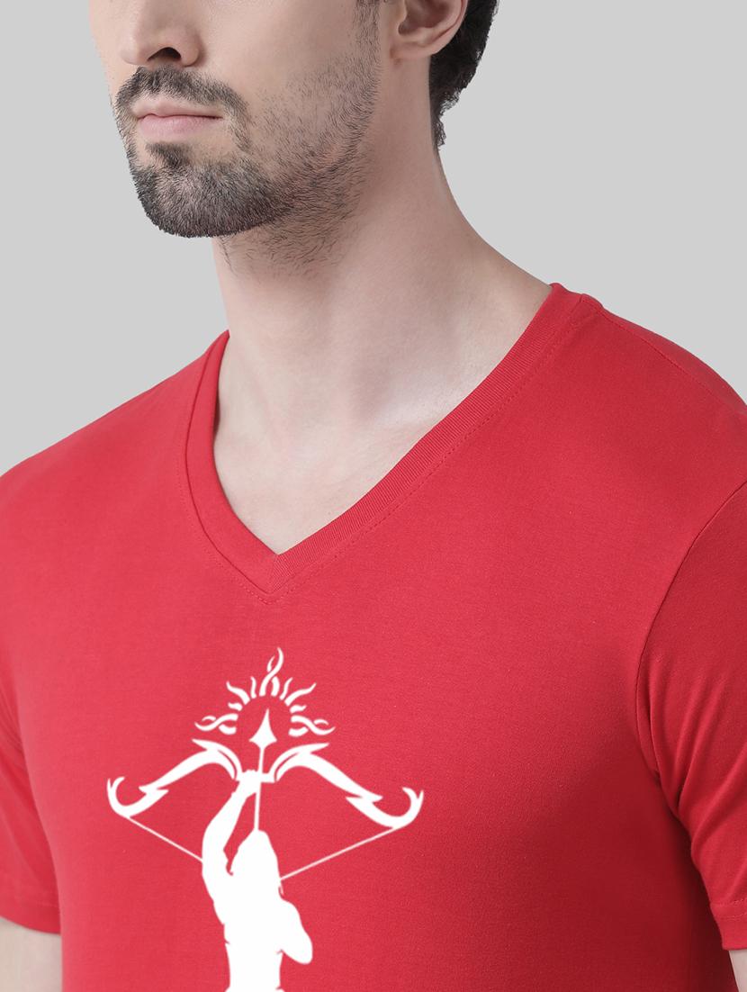 men chest print v-neck t-shirt - 20945435 - Standard Image - 4