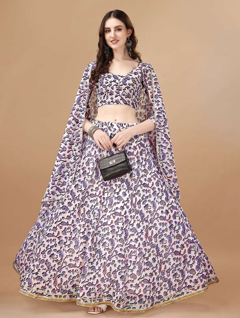 women blue flared lehenga choli with dupatta