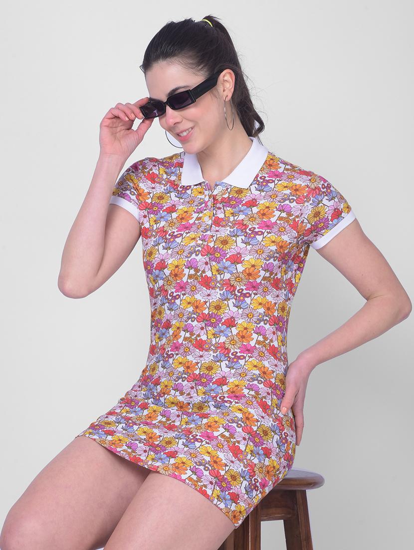 women floral print collared bodycon dress - 20946288 -  Standard Image - 1
