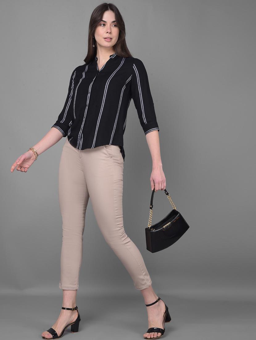 black viscose crop shirt - 20946301 - Standard Image - 4