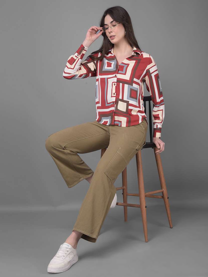 maroon polyester high low shirt - 20946303 -  Standard Image - 4