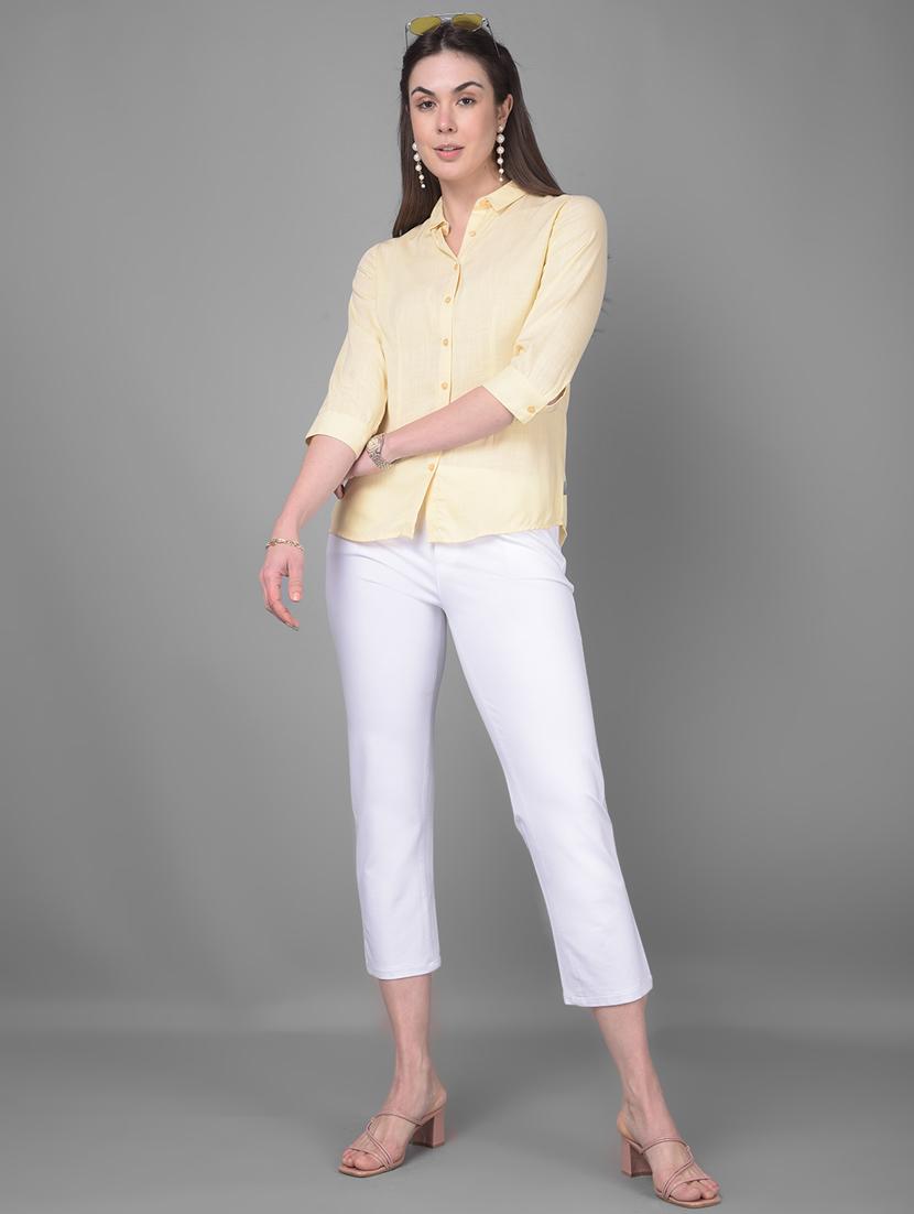 yellow viscose plain shirt - 20946308 - Standard Image - 4