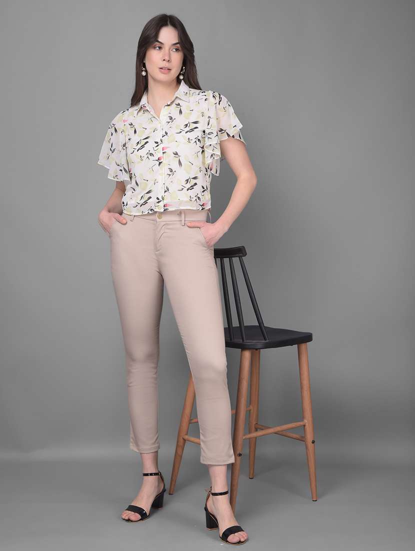 women collared printed flared sleeves top - 20946334 - Standard Image - 4