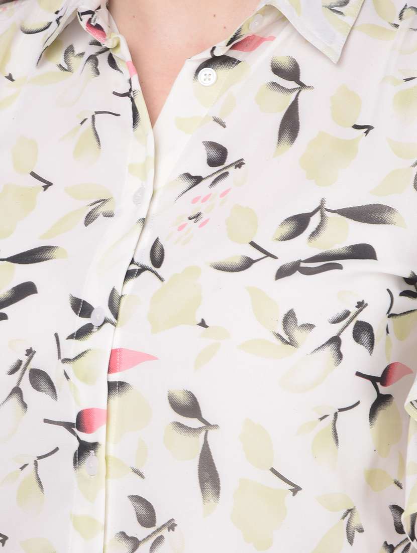 women collared printed flared sleeves top - 20946334 - Standard Image - 6