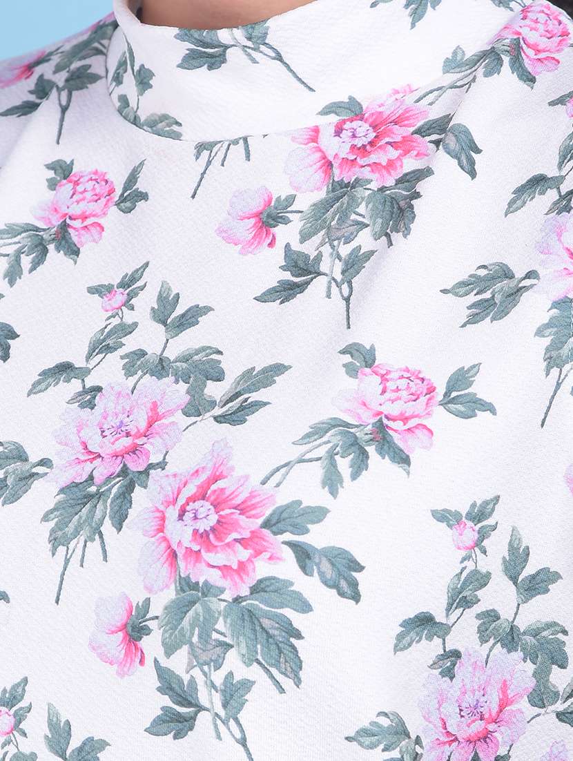 women off white floral printed regular top - 20946342 - Standard Image - 6