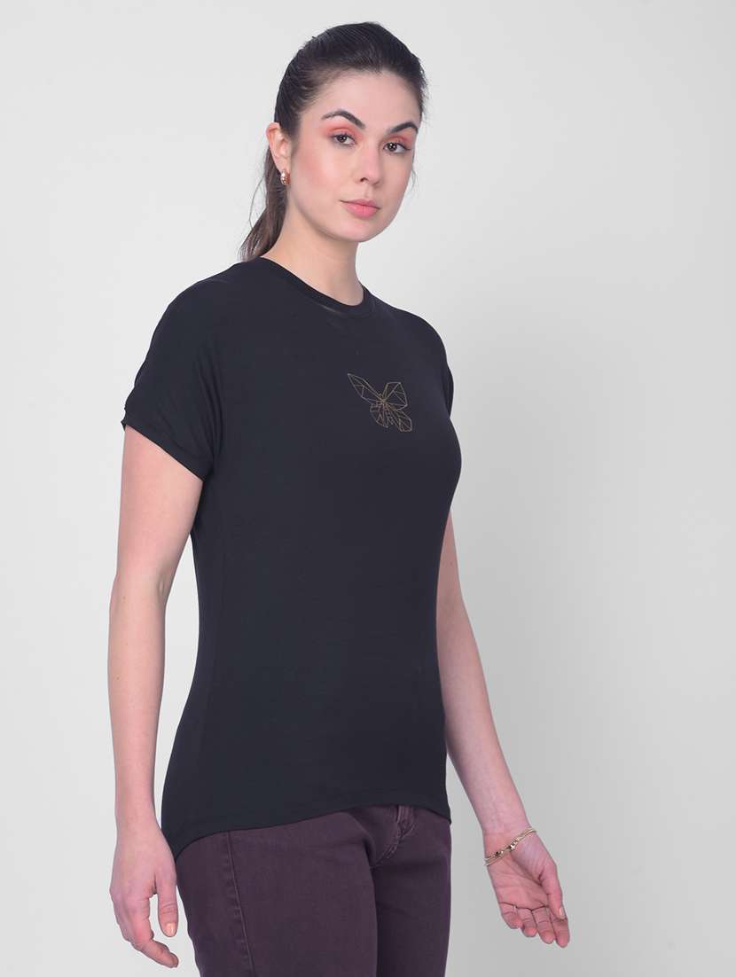 black cotton printed t-shirt - 20946351 -  Standard Image - 1
